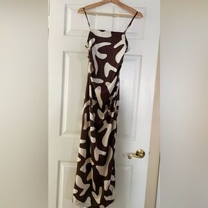 Chocolate brown and cream maxi dress